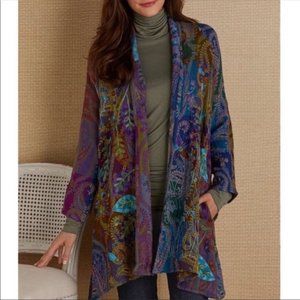 Soft Surroundings violette boho paisley embroidered cardigan multi color